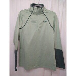 The North Face Pullover Womens XL Green Two Tone 1/4 Zip Mock Neck Long Sleeve